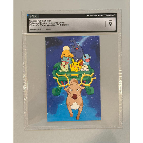 Stantler Pulling Sleigh Pokémon Original Postcard (2000) Pikachu’s Winter CGC 9
